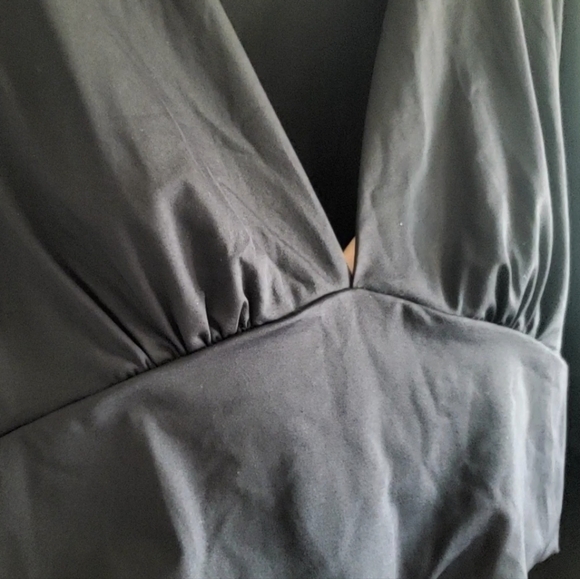 Garage Black Plunge Long Sleeve Top Size L Going out Club Party minimal basics - Picture 4 of 8